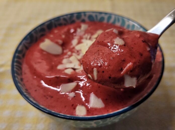 kırmızı meyveli sağlıklı dondurma yapılışı